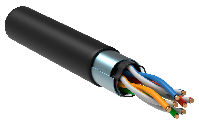 Витая пара F/UTP кат.5E 4х2х24AWG solid LSZH нг(А)-HF черный (305м)