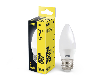 Лампа светодиодная LED 7вт Е27 тепло-белый матовая свеча ECO