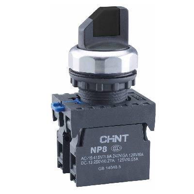 Переключатель без подсветки NP8-11X/212, 2 положения с фиксацией, черный, 1НО+1НЗ, IP65 (R)