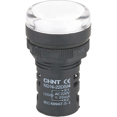 Индикатор ND16-22DS/4C белый, компактный, встроенный конденсатор, IP65 АС230В (R)
