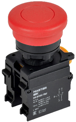 Кнопка Грибок с фиксац. d=22мм 1NO+1NC красная MASTER IEK