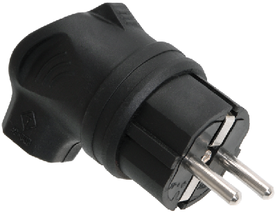 ОМЕГА Вилка угловая каучук 16А 2Р+E IР44