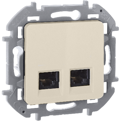 Розетка компьютерная двойная RJ45 категория 5Е UTP слоновая кость INSPIRIA