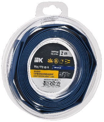 Трубка термоусадочная ТТУ нг-LS 8/4 синяя (2м/упак) IEK