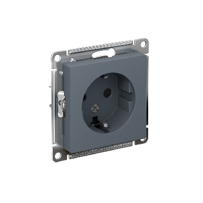 Розетка ATLASDESIGN с заземлением со шторками 16А механизм грифель