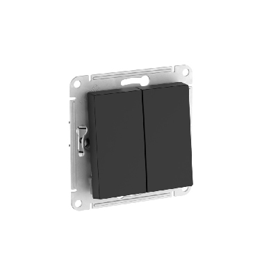 ATLASDESIGN AQUA 2-клавишный ПЕРЕКЛЮЧАТЕЛЬ IP44, сх.6, 10АХ, быстрозажимные клеммы, КАРБОН