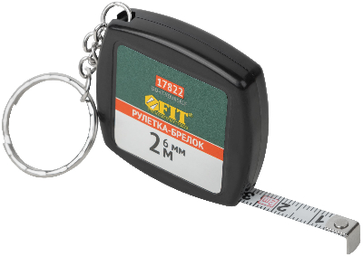 Рулетка-брелок 2 м x 6 мм, черная квадратная