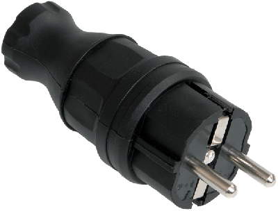 ОМЕГА Вилка прямая каучук 16А 2Р+E IР44