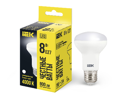 Лампа светодиодная LED рефлекторная 8вт E27 R63 белый ECO
