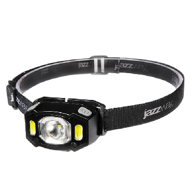 Фонарь налобный 5Вт LED + 2 x RED SMD ABS-пластик нейлон 5 режимов работы управление жестами дальность до 65м заряд microUSB в комплекте IP54