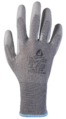 Серые защитные перчатки, полиэфир, полиурет. покр., размер XL (12пар)