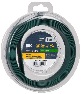 Трубка термоусадочная ТТУ нг-LS 10/5 зеленая (2м/упак) IEK