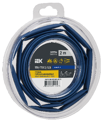 Трубка термоусадочная ТТУ нг-LS 3/1,5 синяя (2м/упак) IEK