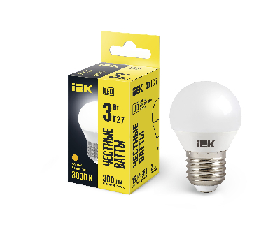Лампа светодиодная G45 шар 3Вт 230В 3000К E27 IEK