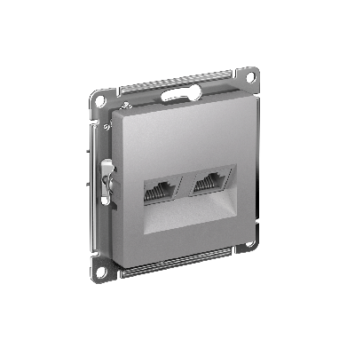 Розетка ATLASDESIGN двойная компьютерная RJ45+RJ45 категория 5E механизм алюминий