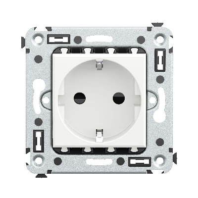 Avanti Розетка в стену, 2P+E, с защитными шторками, ''Белое облако''