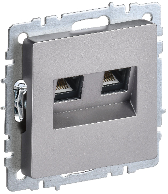 BRITE Розетка двойная RJ11+RJ45 кат.5E РК/Т12-БрС сталь