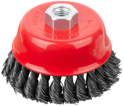 Кордщетка-чашка, гайка М14, стальная витая проволока 100 мм