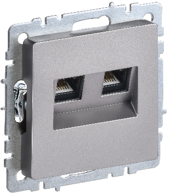 BRITE Розетка компьютерная двойная RJ45 кат.5E РК10-2-БрС сталь