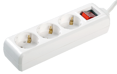 Удлинитель бытовой 3 розетки шнур 5м с заземлением с выключателем 16А