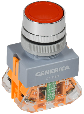 Кнопка D7-11BN d=22мм 1з+1р кр. GENERICA