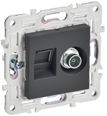 SKANDY Розетка двойная TV+RJ45 кат.5E SK-A14T титан IEK
