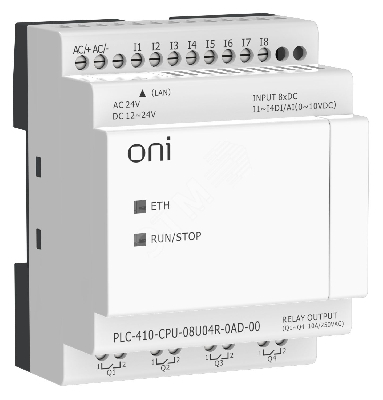 Модуль ПЛК 410 ЦПУ 4 DI 4 UI (0-10 В/DI) 4 RO 12В-24В DC или 24В AC с Ethernet портом без экрана
