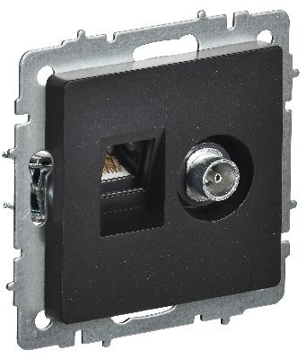 BRITE Розетка двойная TV+RJ45 кат.5E РТВ/РК12-БрЧ черный