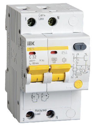 Выключатель автоматический дифференциальный АД-12 2п 32А 100мА С