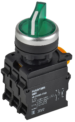 Переключатель с подсв. 2 полож. 1NO+1NC зелёный MASTER IEK