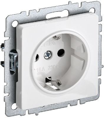 BRITE Розетка с заземлением с защитными шторками 16А РС14-1-0-БрБ белый