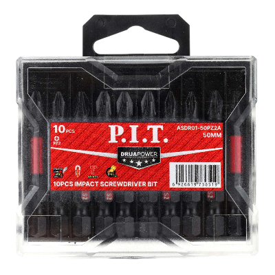 Бита ударная магнитная P.I.T. DRUA PZ2x50 мм, IMPACT, торсионная зона, 10 шт, кейс (ASDR01-50PZ2A)