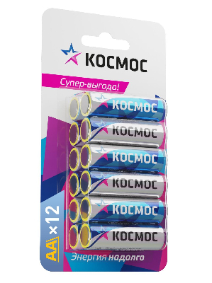 Батарейка  LR6 (AA) 1.5V Alkaline 12BL, КОСМОС