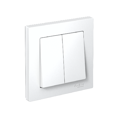 Выключатель двухклавишный ATLASDESIGN схема 5 10АХ в сборе белый