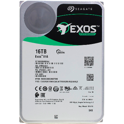 Жесткий диск 3.5'' 16 TБ Exos X18, SAS, 7200 об/мин, 256 МБ