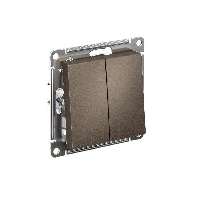 Выключатель двухклавишный ATLASDESIGN схема 5 10АХ механизм мокко