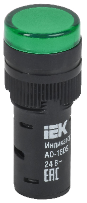 Лампа AD16DS LED матрица d16мм зеленый 24В AC/DC