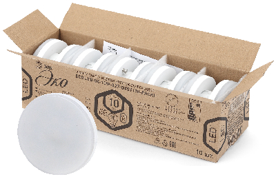 Лампа светодиодная LED 10 Вт 800Лм 4000К таблетка (GX53) нейтральный GX53 220-240В ECO LED GX-10W-840-GX53 (10-PACK) Red Line