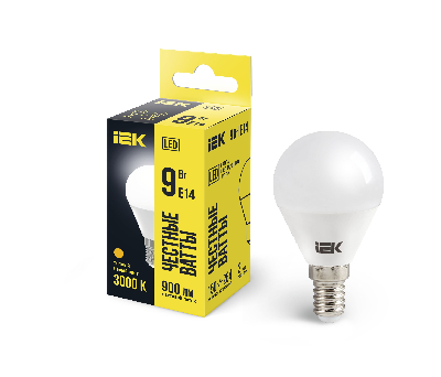 Лампа светодиодная LED 9вт Е14 тепло-белый матовый шар ECO