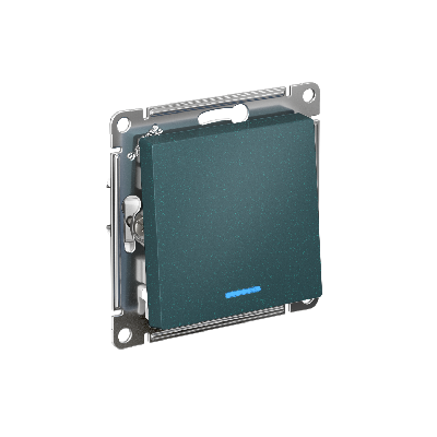 Выключатель одноклавишный ATLASDESIGN с подсветкой схема 1а 10АХ механизм изумруд