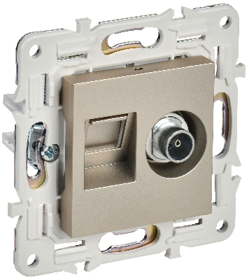 SKANDY Розетка двойная TV+RJ45 кат.5E SK-A14Sh шампань IEK