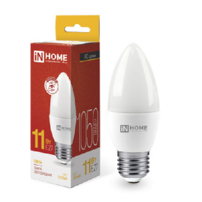 Лампа светодиодная LED-СВЕЧА-VC 11Вт 230В Е27 3000К 1050Лм IN HOME