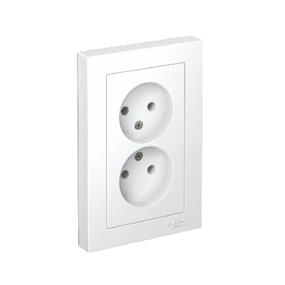 Розетка ATLASDESIGN двойная без заземления 16А в сборе белый
