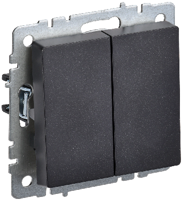 BRITE Выключатель двухклавишный 10А ВС10-2-0-БрЧ черный