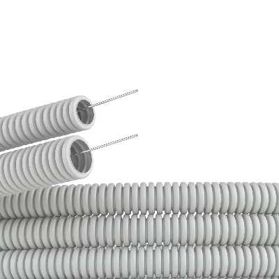 Труба гофрированная ПВХ 32 мм с протяжкой легкая серая (25м)