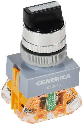 Переключатель D7-20X33 3 полож. 1з+1р возв. черный GENERICA