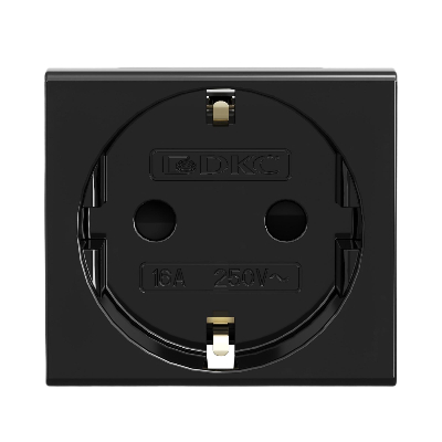 Розетка силовая 2Р+Е со шторками Viva 2 модуля черный