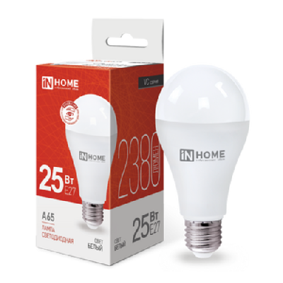 Лампа светодиодная LED-A65-VC 25Вт 230В Е27 4000К 2380Лм IN HOME
