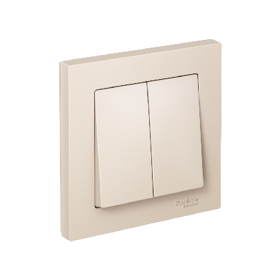 Выключатель двухклавишный ATLASDESIGN схема 5 10АХ в сборе бежевый