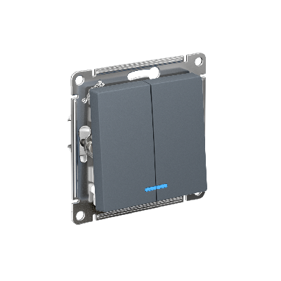 Выключатель двухклавишный ATLASDESIGN с подсветкой схема 5а 10АХ механизм грифель